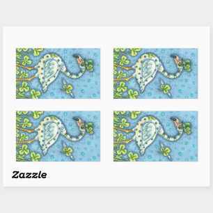 GREEN POLKA DOT FLAMINGO, FUNNY ST. PATRICK'S DAY RECTANGULAR STICKER