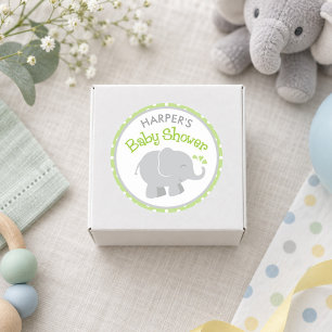Green Polka Dot Grey Elephant Shower Classic Round Sticker