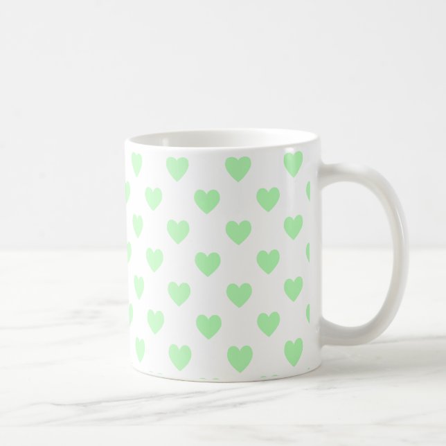 Green Polka Dot Hearts Coffee Mug (Right)