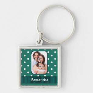 Green polka dot key ring