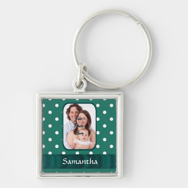 Green polka dot key ring (Front)