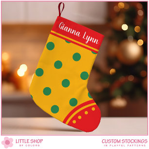Green Polka Dot Kids Small Christmas Stocking