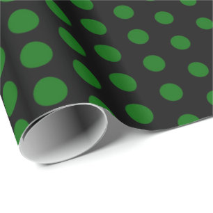 Green Polka Dot Modern Black Wrapping Paper
