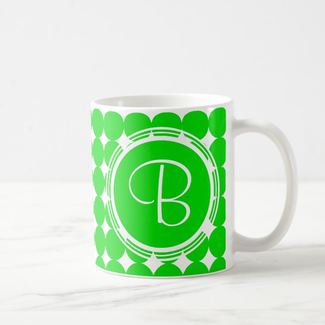 Green Polka Dot Monogram Coffee Mug (Right)