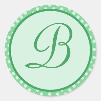 Green Polka Dot Monogram Initial Sticker