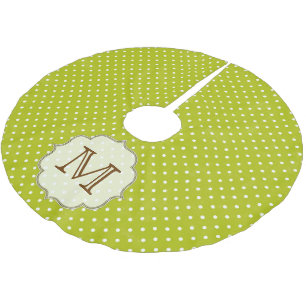 Green Polka Dot Monogram Initial Tree Skirt
