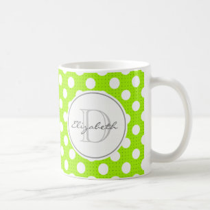Green Polka Dot Monogrammed Mug
