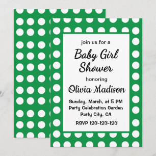 Green Polka Dot Mother To Be Cute Baby Girl Shower Invitation