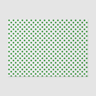 Green Polka Dot on White Tissue Paper