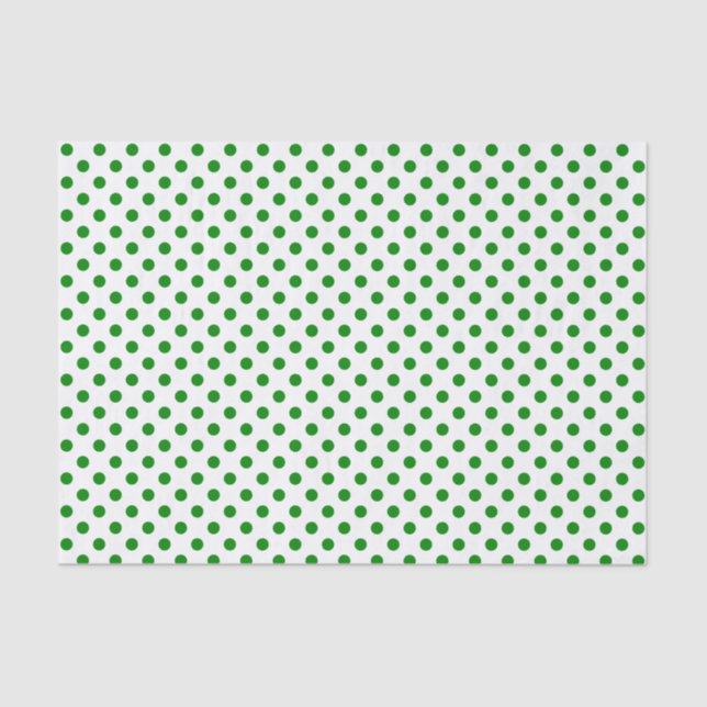 Green Polka Dot on White Tissue Paper (Front)
