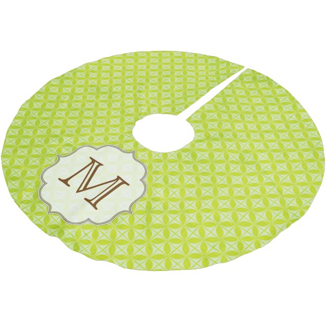 Green Polka Dot Patter Monogram Initial Tree Skirt (Angled)