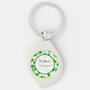 Green Polka Dot Pattern Wedding Keepsake Key Ring