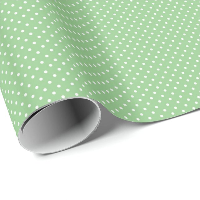 Green Polka Dot Pattern Wrapping Paper (Roll Corner)