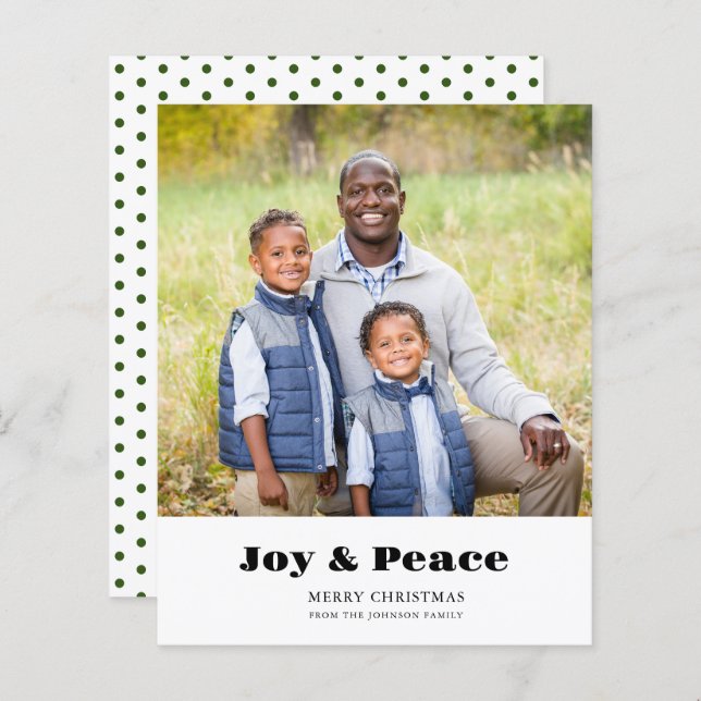 Green Polka Dot Photo Peace and Joy Christmas (Front/Back)