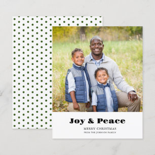Green Polka Dot Photo Peace and Joy Christmas