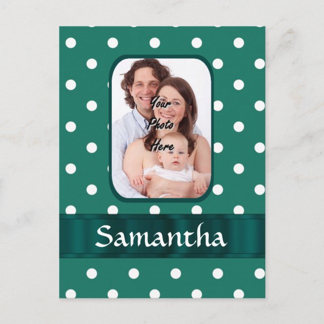 Green polka dot postcard (Front)