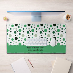 Green Polka dot teacher appreciation gift Desk Mat