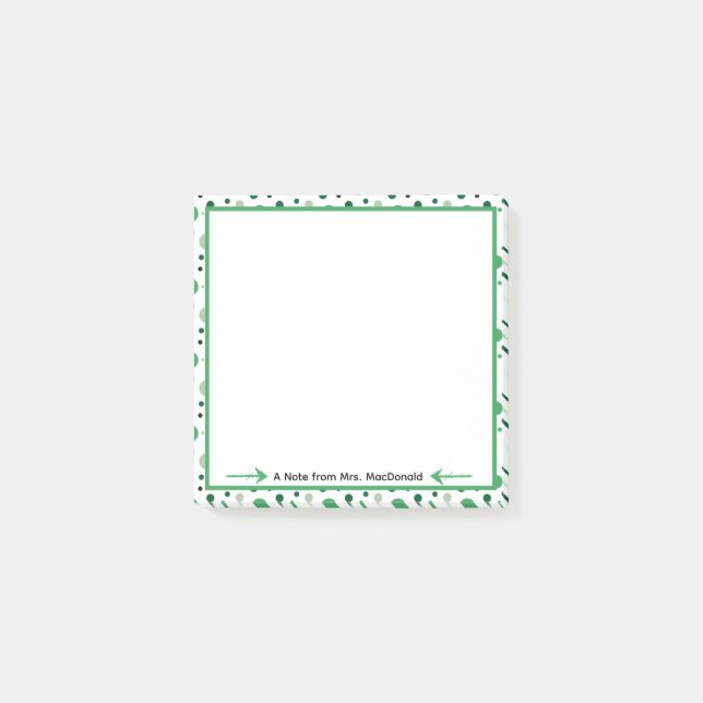 Green Polka dot teacher appreciation gift Post-it Notes (Front)