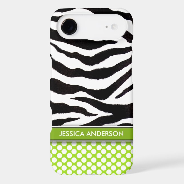 Green Polka Dot Zebra Stripe iPhone 4 Case-Mate Case (Back)