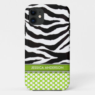 Green Polka Dot Zebra Stripe iPhone 5 Case