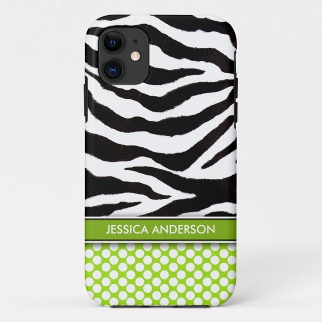 Green Polka Dot Zebra Stripe iPhone 5 Case (Back)