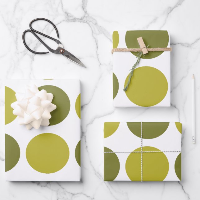 Green Polka Dots Baby Shower Birthday Wrapping Paper Sheet (Front)