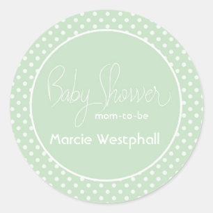Green Polka Dots Baby Shower Mum Classic Round Sticker