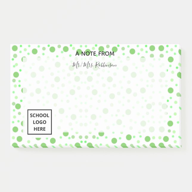 Green Polka Dots Back to School Teacher Post-it Notes (Front)