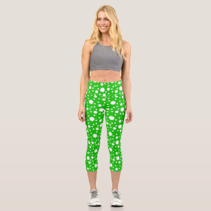 Green Polka Dots  Capri Leggings