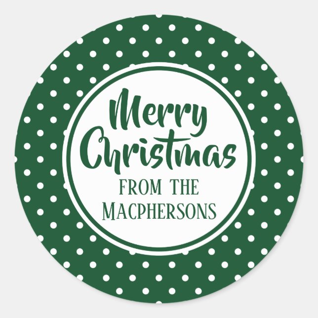 Green Polka Dots Christmas Stickers (Front)