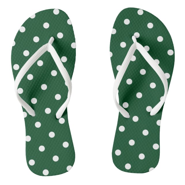 Green Polka Dots Flip Flops (Footbed)