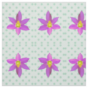 Green Polka Dots in Pink Floral Fabric