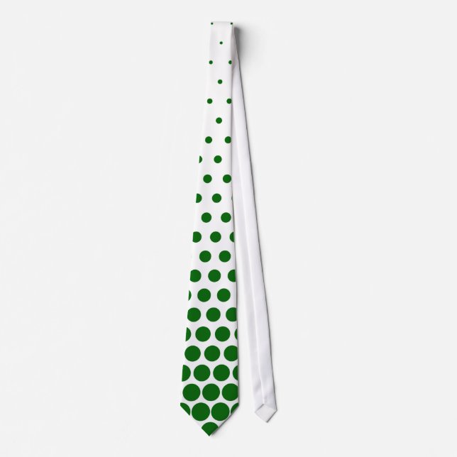 Green Polka Dots Modern White Tie (Front)