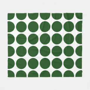 Green Polka Dots on White Fleece Blanket