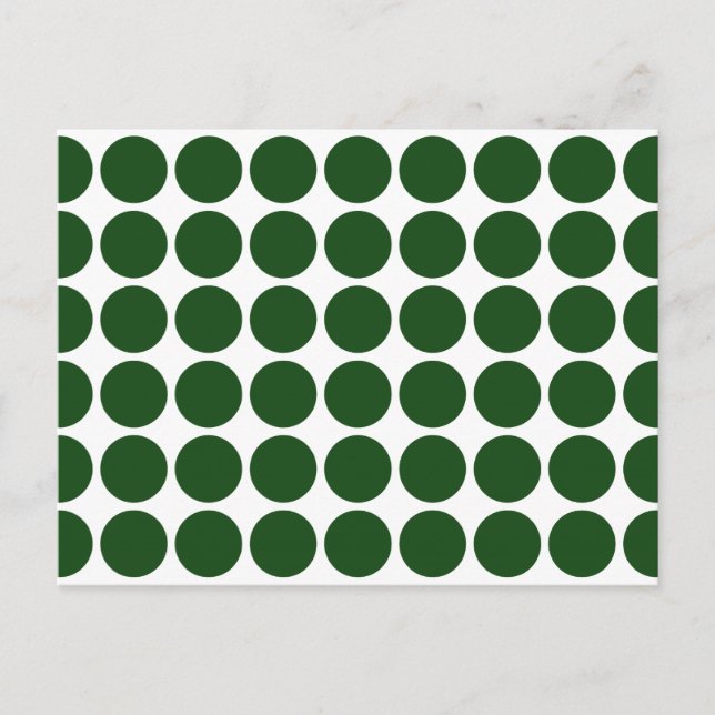 Green Polka Dots on White Postcard (Front)