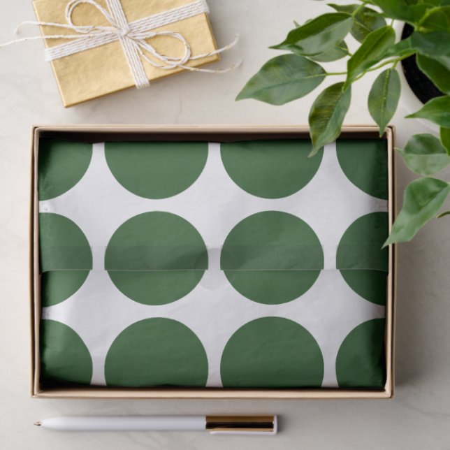 Green Polka Dots on White Tissue Paper (Gift)