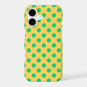 Green polka dots on yellow 
