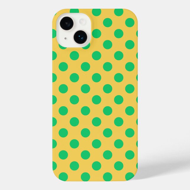 Green polka dots on yellow  iPhone case (Back)