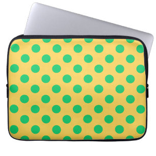 Green polka dots on yellow laptop sleeve