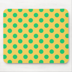 Green polka dots on yellow mouse mat