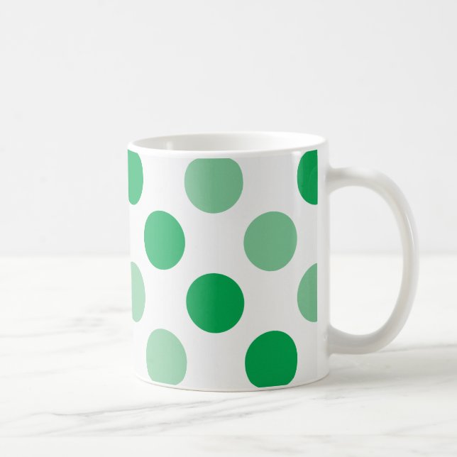 Green polka dots pattern coffee mug (Right)