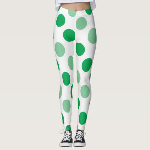 Green polka dots pattern leggings