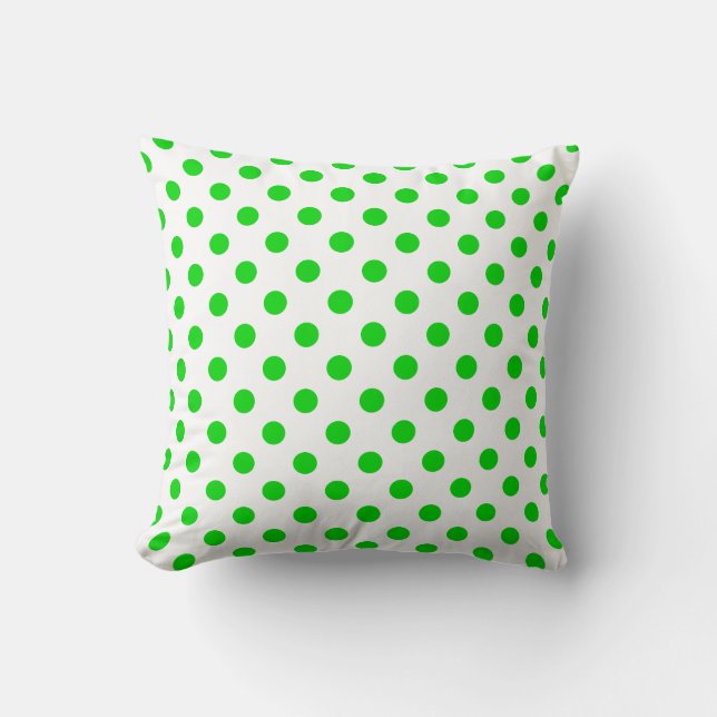 Green Polka Dots Pattern on White Background Cushion (Front)