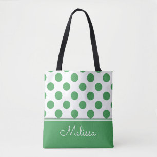 Green Polka Dots Personalised Tote Bag