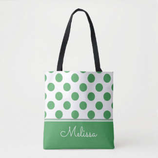 Green Polka Dots | Personalised Tote Bag