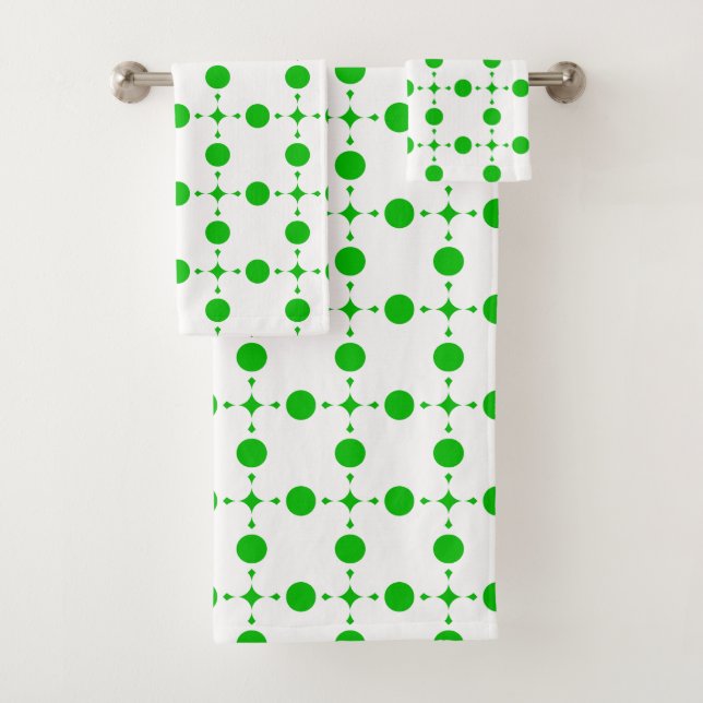 Green Polka Dots, Polka Dot Pattern, Dots, Dotted Bath Towel Set (Insitu)