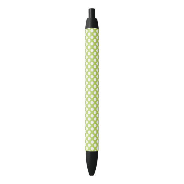 Green Polka Dots, Polka Dot Pattern, Dots, Dotted Black Ink Pen (Front Vertical)