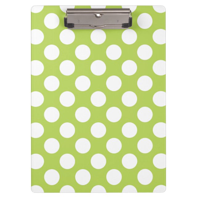 Green Polka Dots, Polka Dot Pattern, Dots, Dotted Clipboard (Front)
