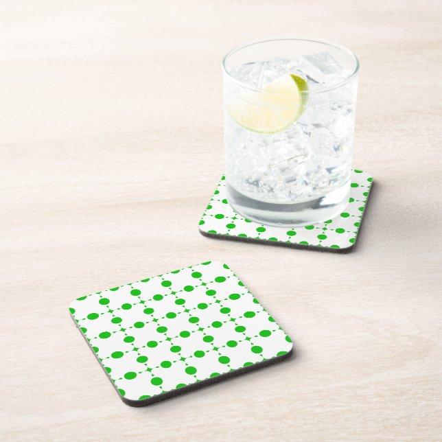 Green Polka Dots, Polka Dot Pattern, Dots, Dotted Coaster (Right Side)