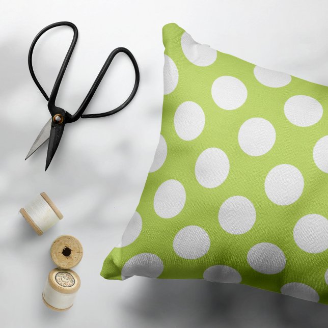 Green Polka Dots, Polka Dot Pattern, Dots, Dotted Decorative Cushion (Creator Uploaded)